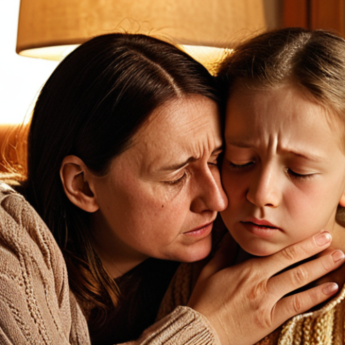 Home 11 **
Prompt: A concerned mother comforting her sick daughter, highlighting the importance of considering factors beyond age for flu vaccination decisions. Soft, warm lighting. Focus on empathy and care. German family setting.
**