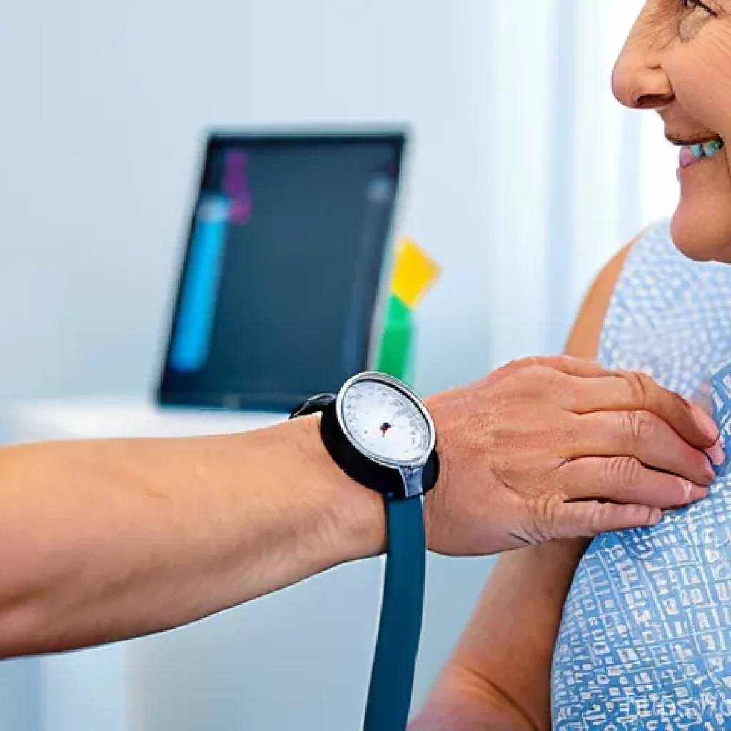 보건소에서의 혈압 검사 - **Prompt 1: Blood Pressure Check at the Gesundheitsamt**
"A candid, realistic photograph of an a...