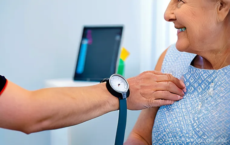 보건소에서의 혈압 검사 - **Prompt 1: Blood Pressure Check at the Gesundheitsamt**
    "A candid, realistic photograph of an a...