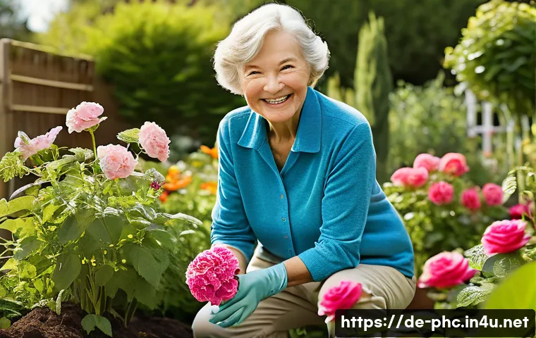보건소에서의 노인 진료 서비스 - **Prompt 1: Joyful Gardening in a Community Setting**
    A vibrant, sunlit image of a cheerful seni...
