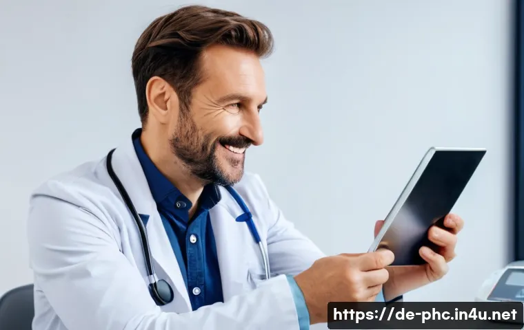 보건소 무료 건강검진 조건 - A middle-aged German man in his mid-30s sitting in a modern medical examination room, wearing casual...