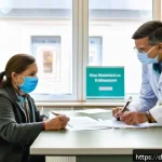 Home 21 보건소 결핵 치료 비용 - A professional German public health office setting, showing a well-organized consultation room with ...